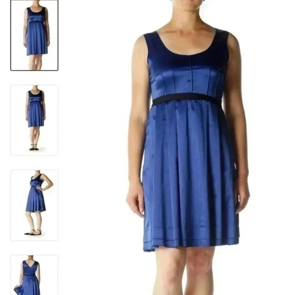 Simply Vera Vera Wang Blue Black Bejeweled Waist Detail Cocktail Dress Size 8
